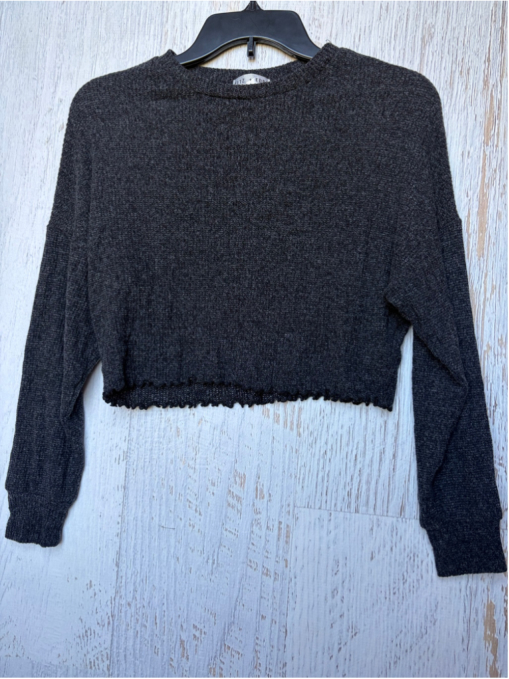 Women's Fitz + Eddi Crop Top Size S Black Long Sleeve